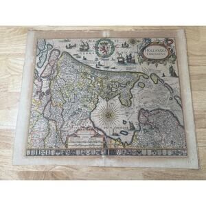 17th-century map HOLLANDIA COMITATVS by the Dutch cartographer Willem Blaeu JL